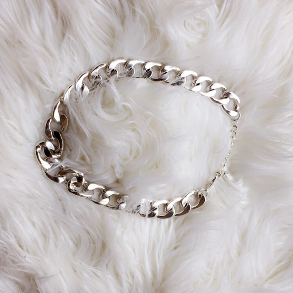 Silver large chain necklace